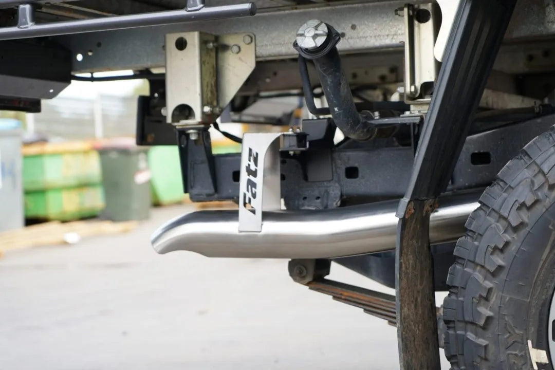 FATZ FABRICATION Vdj79 Dual Cab Exhaust, Dpf Back. Side Exit With Muffler - FFVDJ79-EXH-DC-DBK-SE-MUF