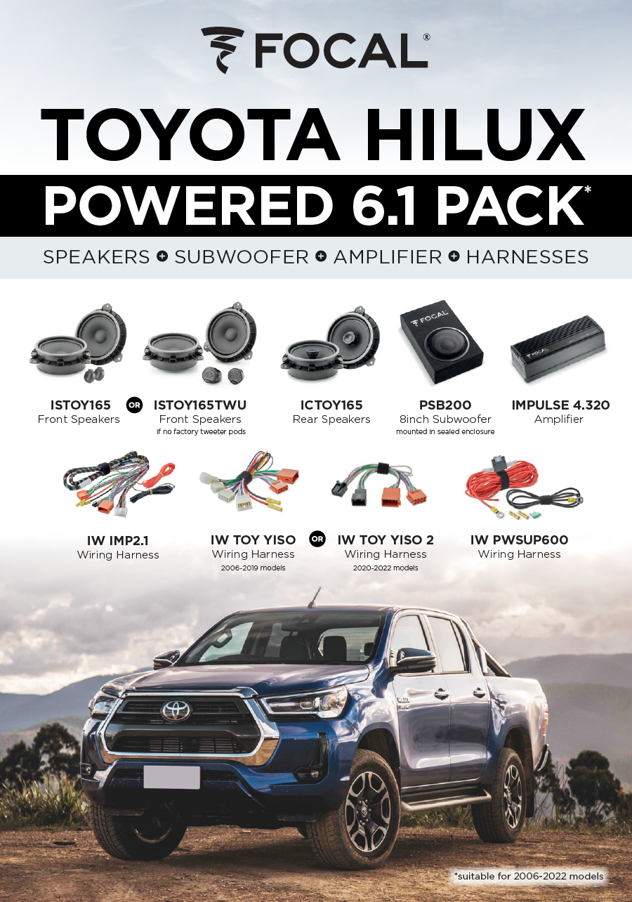 FOCAL Toyota Hilux Powered V2 6.1 Amplifier And Speaker Pack - Toyota HiLux V2 Powered 6.1 pack