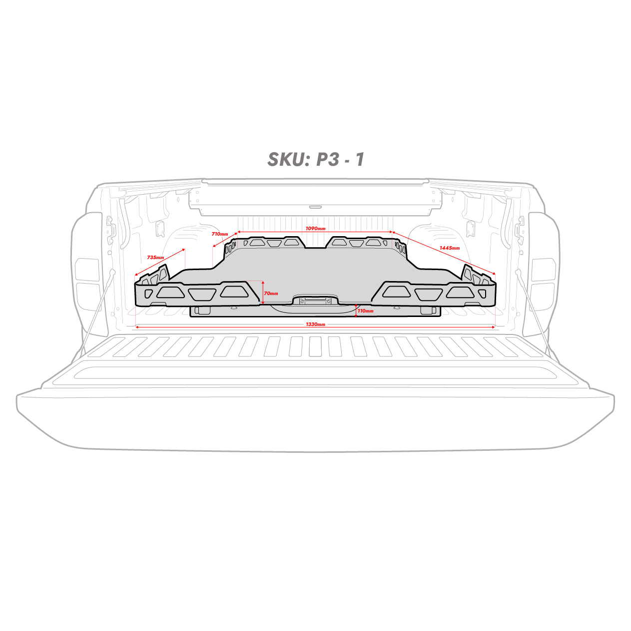 HSP Load Slide Suits Dual Cab Ford Ranger/Raptor Px (Suits No Liner / Spray On Liner) - P3-1