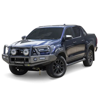 TJM OUTBACK BULL BAR BLACK STEEL FOR  TOYOTA HILUX 8th GEN 08/20-10/22 4Dr Pick Up Rogue/Rocco (IN STORE PICK-UP ONLY)