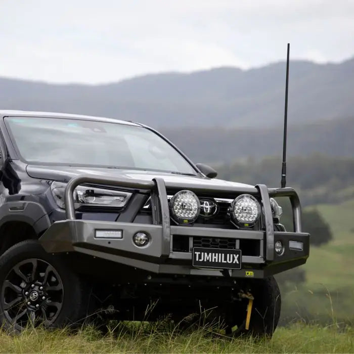 TJM OUTBACK BULL BAR BLACK STEEL FOR  TOYOTA HILUX 8th GEN 08/20-10/22 4Dr Pick Up Rogue/Rocco (IN STORE PICK-UP ONLY)