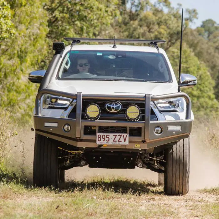 TJM OUTBACK BULL BAR BLACK STEEL FOR TOYOTA HILUX 8TH GEN (IN STORE PICK-UP ONLY)