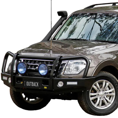 TJM OUTBACK BULL BAR BLACK STEEL FOR MITSUBISHI PAJERO NX 07/14-On (IN STORE PICK-UP ONLY)