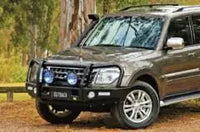 TJM OUTBACK BULL BAR BLACK STEEL FOR MITSUBISHI PAJERO NX 07/14-ON (IN STORE PICK-UP ONLY)
