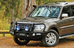 TJM OUTBACK BULL BAR BLACK STEEL FOR MITSUBISHI PAJERO NX 07/14-ON (IN STORE PICK-UP ONLY)
