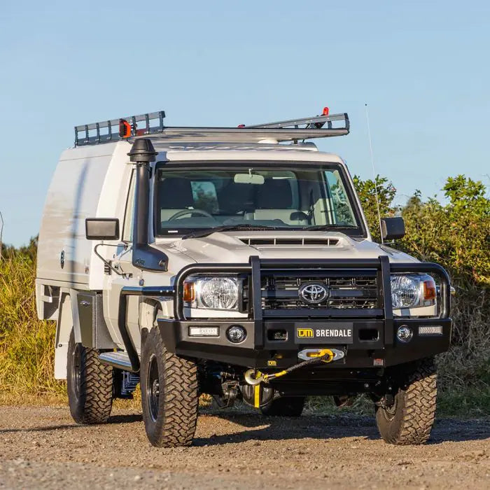 TJM OUTBACK BULL BAR BLACK STEEL FOR TOYOTA LANDCRUISER COMMERCIAL VDJ79R (IN STORE PICK-UP ONLY)