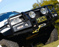 TJM OUTBACK BULL BAR BLACK STEEL FOR TOYOTA LANDCRUISER WAGON 105 SERIES (IN STORE PICK-UP ONLY)