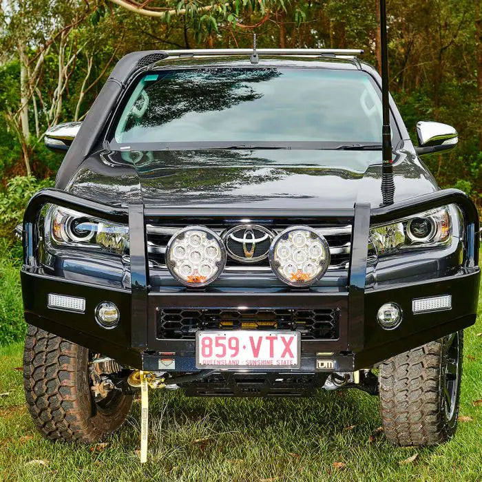 TJM OUTBACK BULL BAR BLACK STEEL FOR TOYOTA HILUX 8TH GEN 09/15-07/18/TOYOTA FORTUNER GUN156R 10/15-08/20 (IN STORE PICK-UP ONLY)