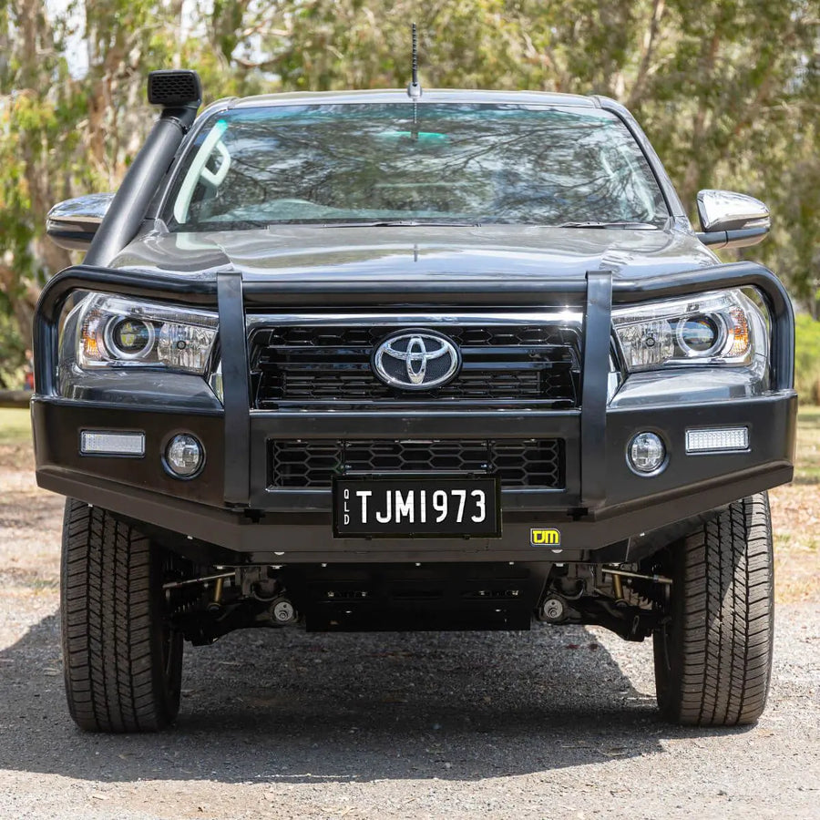 TJM OUTBACK BULL BAR BLACK STEEL FOR TOYOTA HILUX 8th GEN 08/18-07/20 Extra / (IN STORE PICK-UP ONLY)