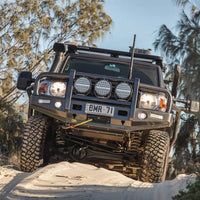 TJM OUTBACK BULL BAR BLACK STEEL FOR TOYOTA LANDCRUISER COMMERCIAL VDJ76R (IN STORE PICK-UP ONLY)