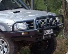 TJM BULL BAR T15 BLACK STEEL FOR NISSAN PATROL GU S1-S3 COIL(IN STORE PICK UP ONLY)