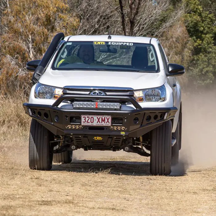 TJM CHASER BULL BAR BLACK STEEL FOR TOYOTA HILUX 8th GEN(IN STORE PICK UP ONLY)