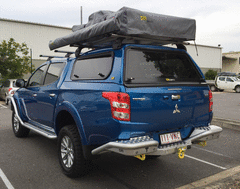 TJM RB6 REAR PROTECTION STEP TOWBAR BLACK STEEL 63MM TUBE FOR MITSUBISHI TRITON MQ 04/15-11/18 4DR C/C & P/UP (STORE PICK-UP ONLY)