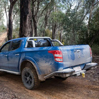 TJM RB6 REAR PROTECTION STEP TOWBAR BLACK STEEL 63MM TUBE FOR MITSUBISHI TRITON MQ 04/15-11/18 4DR C/C & P/UP (STORE PICK-UP ONLY)