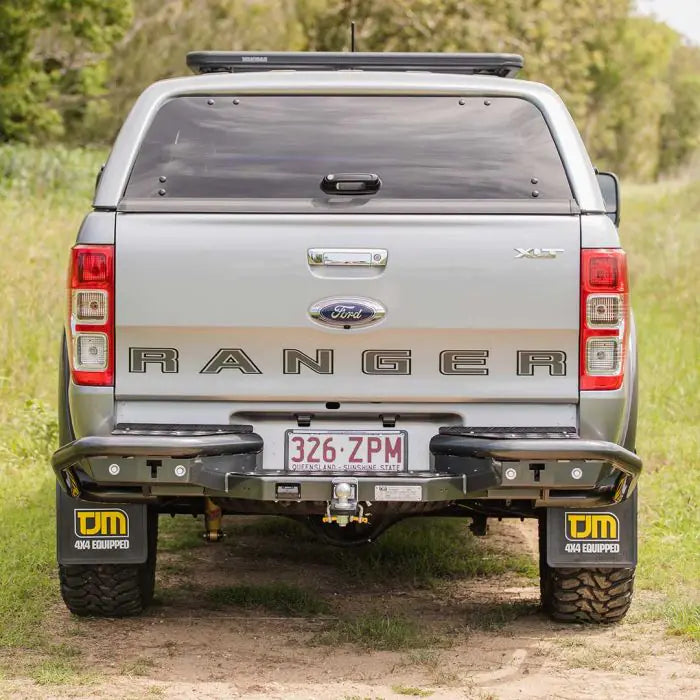 TJM RB6 REAR PROTECTION STEP TOWBAR BLACK STEEL 63MM TUBE FOR MAZDA BT-50 UP/UR / FORD RANGER PXI (STORE PICK-UP ONLY)
