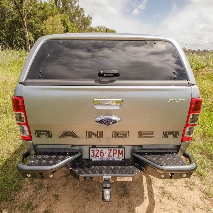 TJM RB6 REAR PROTECTION STEP TOWBAR BLACK STEEL 63MM TUBE FOR MAZDA BT-50 UP/UR / FORD RANGER PXI (STORE PICK-UP ONLY)
