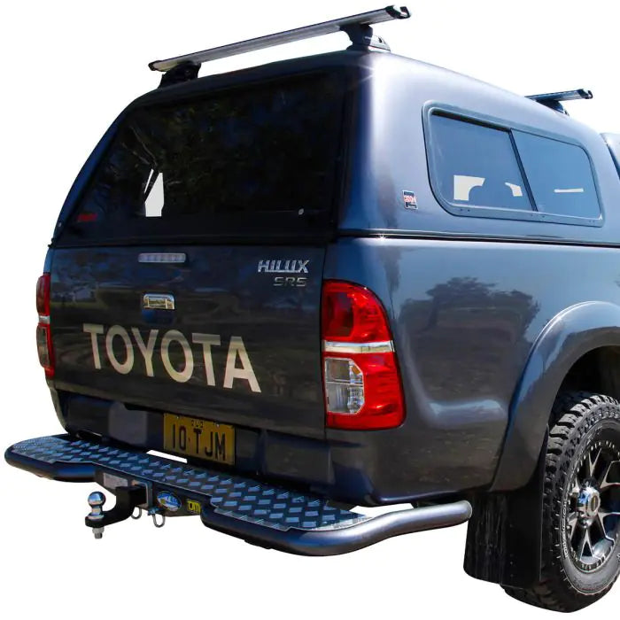 TJM RB6 REAR PROTECTION STEP TOWBAR BLACK STEEL 63MM TUBE FOR TOYOTA HILUX 7th GEN (IN STORE PICK UP ONLY)