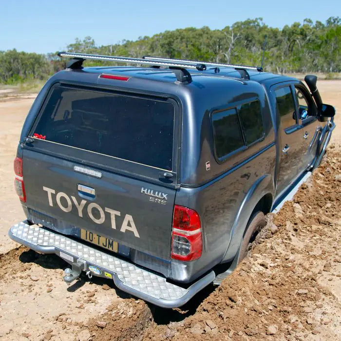 TJM RB6 REAR PROTECTION STEP TOWBAR BLACK STEEL 63MM TUBE FOR TOYOTA HILUX 7th GEN (IN STORE PICK UP ONLY)