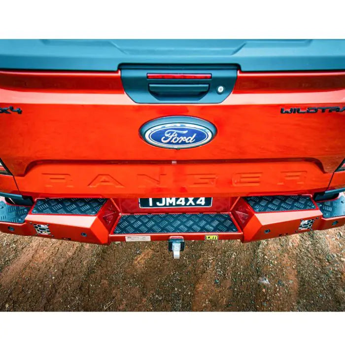 TJM REAR PROTECTION STEP TOWBAR BLACK STEEL FOR FORD RANGER PY 06/22-On (STORE PICK-UP ONLY)