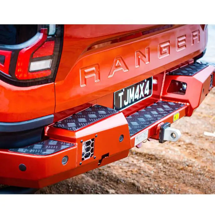 TJM REAR PROTECTION STEP TOWBAR BLACK STEEL FOR FORD RANGER PY 06/22-On (STORE PICK-UP ONLY)