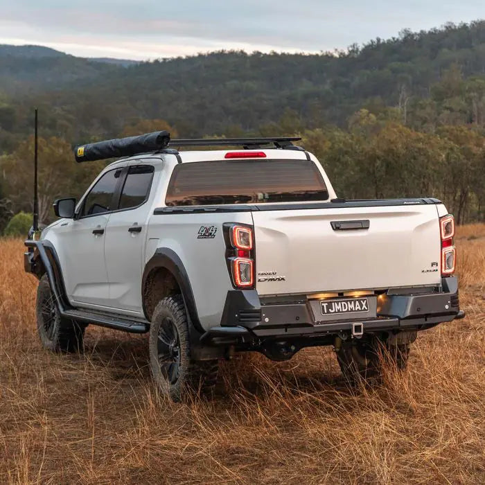 TJM REAR PROTECTION STEP TOWBAR BLACK STEEL 63MM TUBE FOR ISUZU D-MAX RG 08/20-04/24 4DR C/CHAS & PICK UP (STORE PICK-UP ONLY)