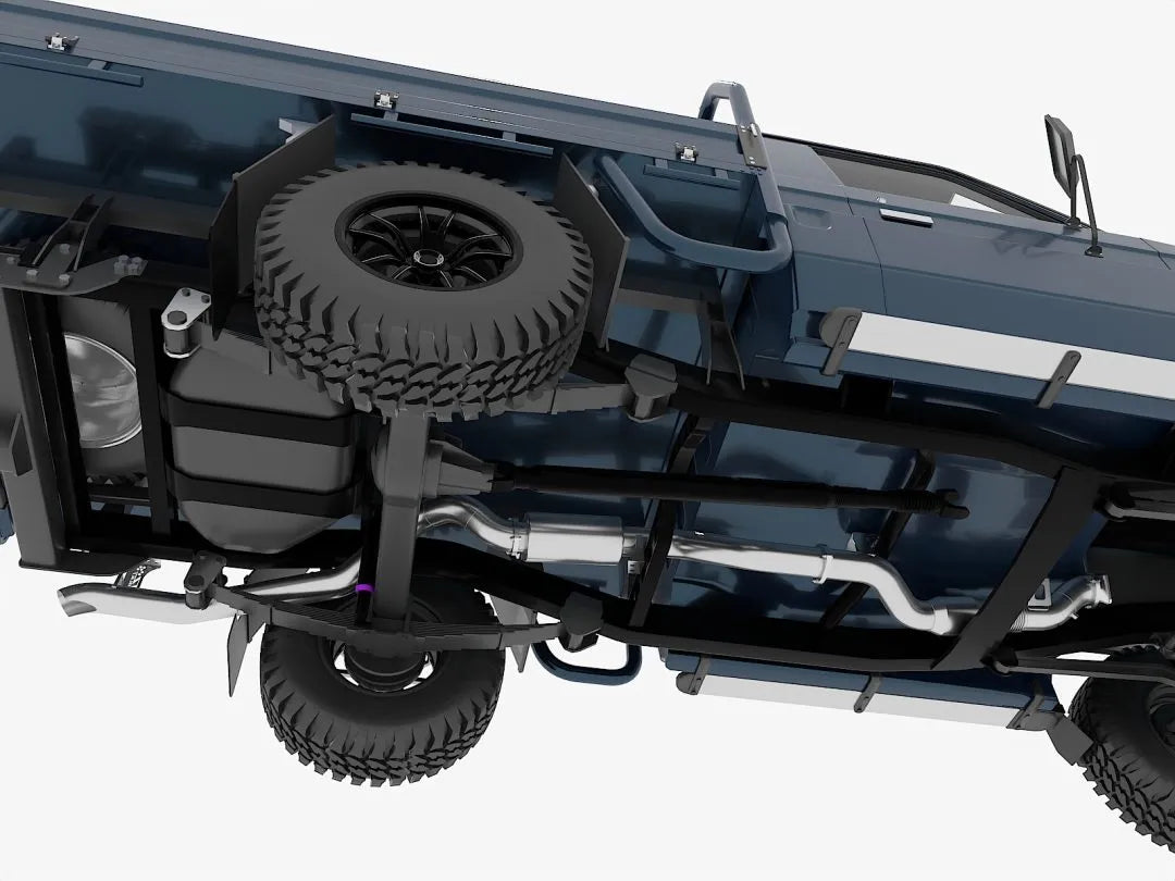Fatz Fabrication VDJ79 Dual Cab Exhaust, Turbo Back for DPF Models (Single fuel tank). SIDE EXIT With Muffler -FFVDJ79-EXH-DCST-TB-SE-MUF