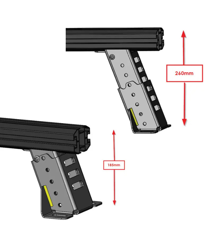 HSP 4X4 Load Rack JNR Tub Rack for 2025+ JAC T9 Dual Cab – Roll R Cover Mounted Full System – Adjustable Height – 150kg Dynamic Capacity – 1510-LJ1-RC