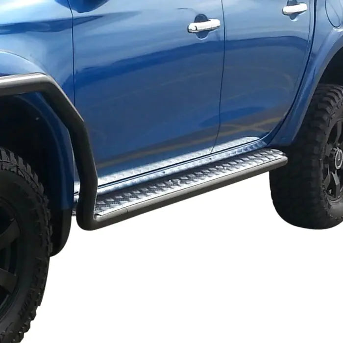 TJM SIDE STEPS MODULAR STEEL SAT BLACK 63MM FOR MITSUBISHI TRITON MQ 04/15-11/18 4DR C/C & P/UP / MITSUBISHI TRITON MR 12/18-02/24 4DR C/C & P/UP (IN STORE PICK-UP ONLY)