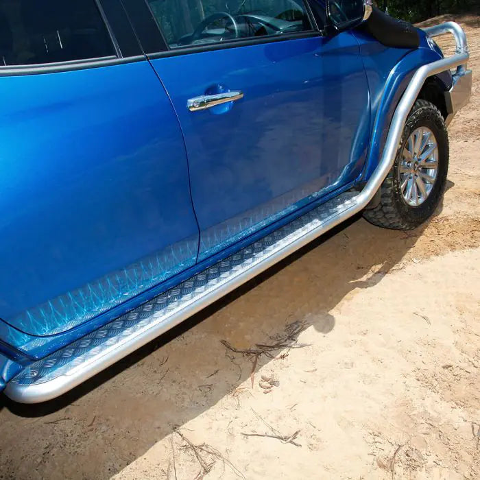 TJM SIDE STEPS MODULAR STEEL SAT BLACK 63MM FOR MITSUBISHI TRITON MQ 04/15-11/18 4DR C/C & P/UP / MITSUBISHI TRITON MR 12/18-02/24 4DR C/C & P/UP (IN STORE PICK-UP ONLY)