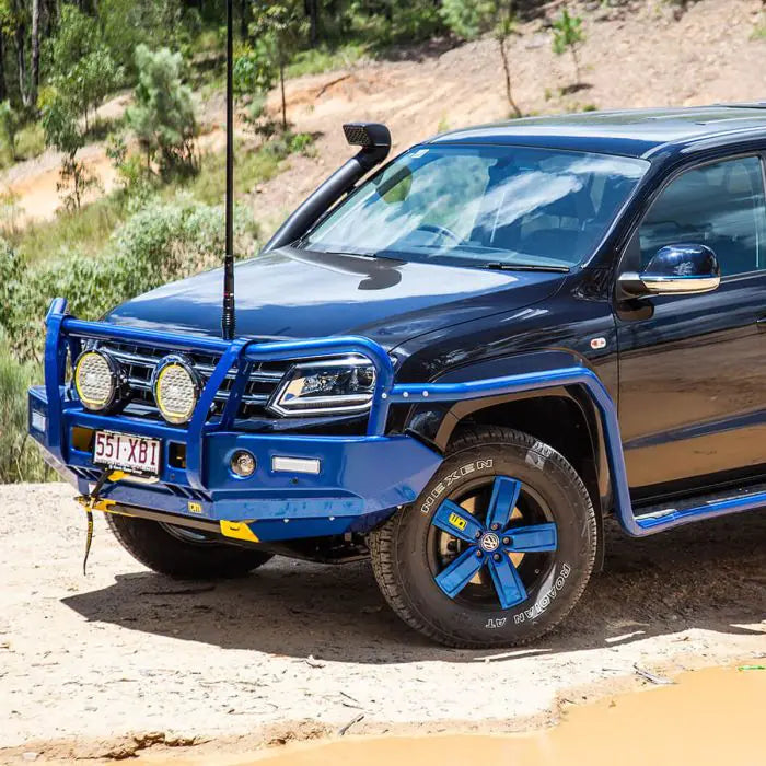 TJM SIDE STEPS MODULAR STEEL SAT BLACK 63MM FOR VOLKSWAGEN AMAROK 2H MY17+ 11/16-04/23 4DR P/UP