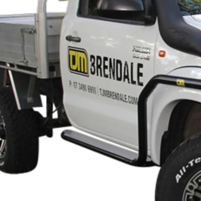 TJM SIDE BARS & STEPS STEEL SAT BLACK 50MM FOR TOYOTA HILUX 7TH GEN 04/05-07/11 (IN STORE PICK-UP ONLY)