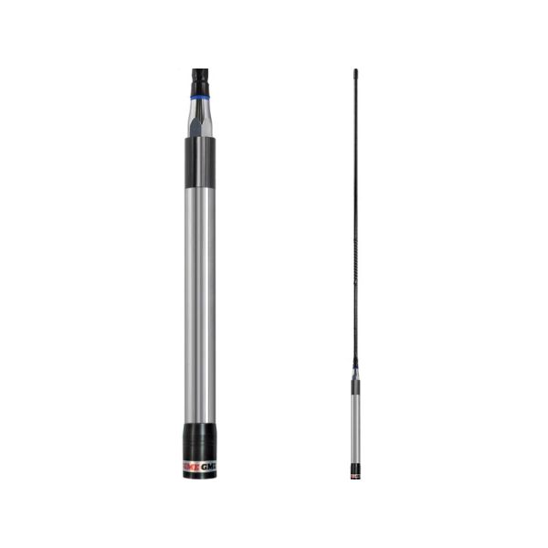 GME 640mm Elevated Feed Base, Fibreglass Colinear Antenna (6.6dBi Gain) - Black