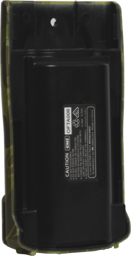 GME 2600MAH LI-ION BATTERY PACK - SUIT TX6160CAMO -BP026CAMO