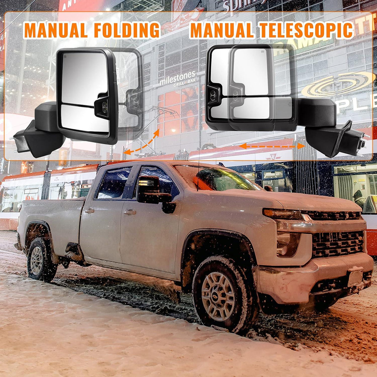 CLEARVIEW Original Manual Towing Mirrors CHEVROLET SILVERADO 2500/3500 2018–2020 CV-CS-HIEB (Standard)