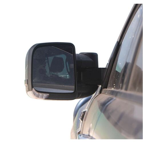 CLEARVIEW Black Compact Towing Mirrors Indicators, Electric Nissan Navara D40/550 2005-2014-CVC-NN-D40-IEB