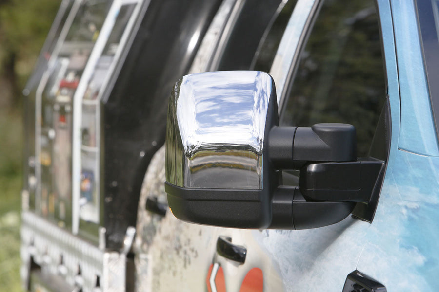 CLEARVIEW Chrome Next Gen Towing Mirrors Heat, Camera, Power-Fold, BSM, OAT Sensor, Puddle Lights, Indicators, Electric Volkswagen Amarok NF Aventura / PanAmericana -CVNG-VW-AK23-HVFSTIEC