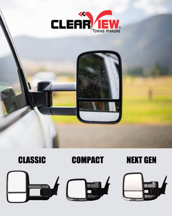 CLEARVIEW Electric Black Classic Towing Mirrors For Lexus LX 470 1998-2007 CVT-TL-100S-IEB
