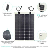 VSS Semi-Flexible Solar Panel - RV & Marine (850 x 710) 100-Watt, White