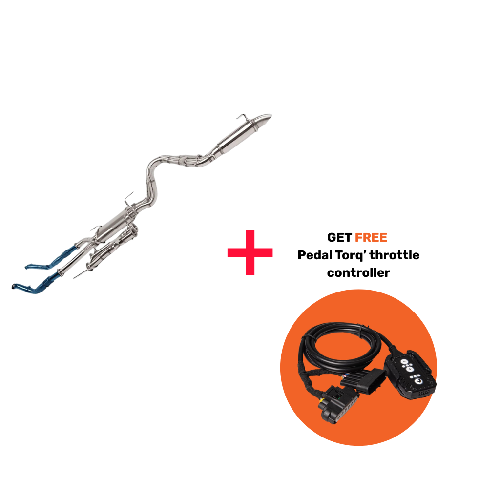 TORQIT Toyota 200 Series - Twin 3"-Single 4" Turbo Back S/S Performance Exhaust - Muffler - DPF Delete + FREE Pedal Torq Pack - HS8133SS / DD