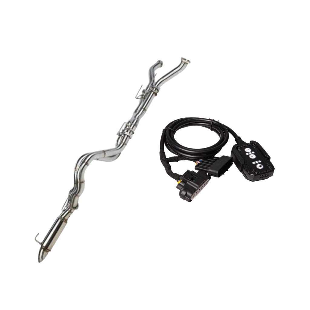 TORQIT Twin 3" Into Single 4" Exhaust For Toyota 200 Series 4.5L with Pedal Torq Throttle Controller- HS8138XMSS
