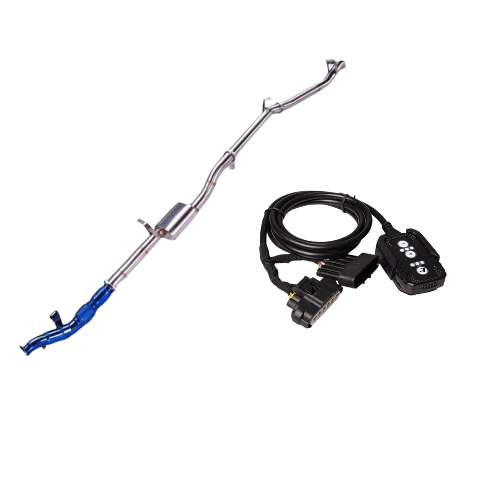 TORQIT Toyota 79 Series 3.5" 4.5L Dual Cab S/S Turbo Back Performance Exhaust - DPF Delete with Pedal Torq Throttle Controller- HS8132SS / DD