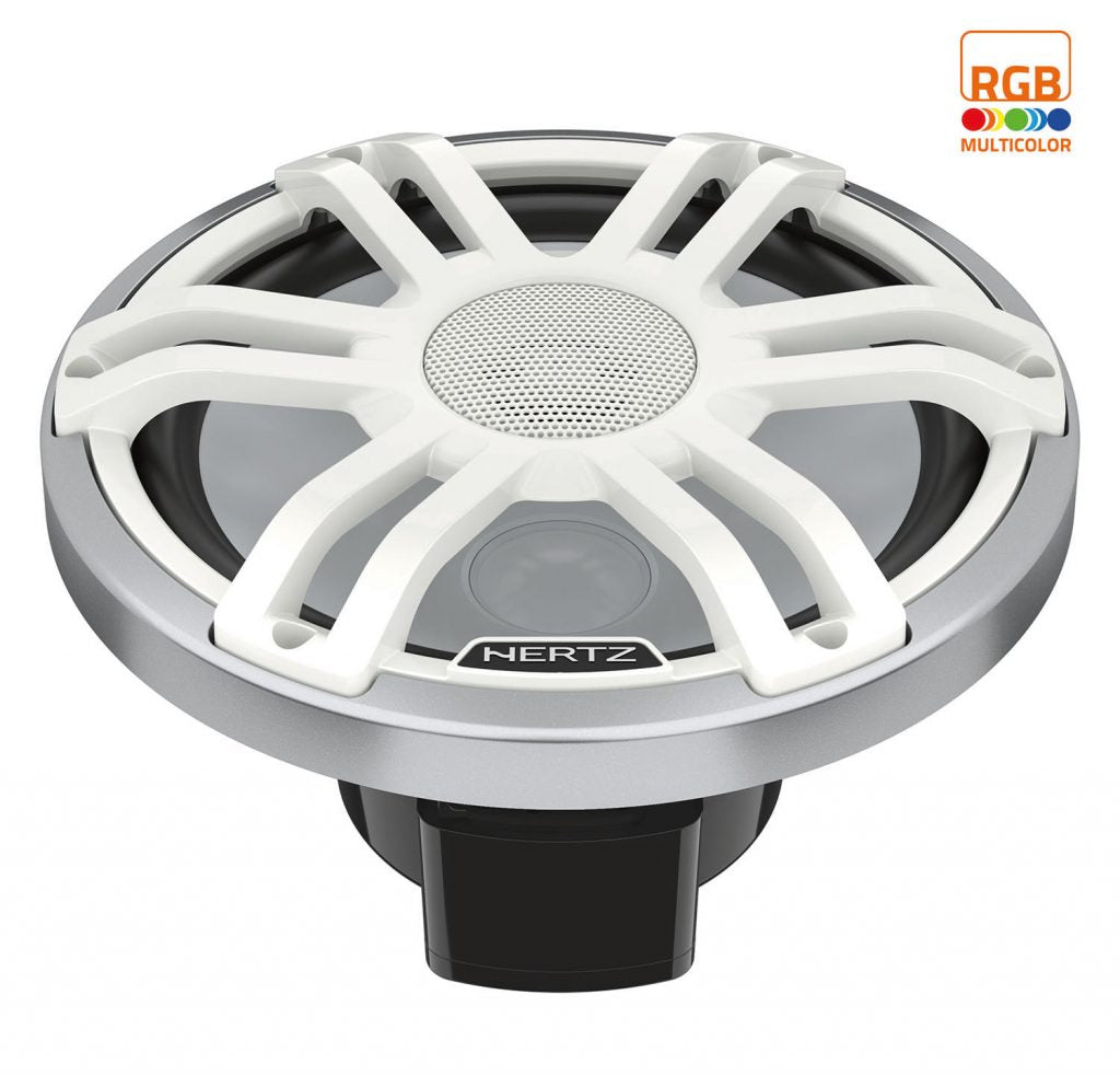 HERTZ Marine 8" (200Mm) 2-Way Rgb Grey / White Coaxial Speaker - Pair (Hmx 8 S-Ld-Sw)