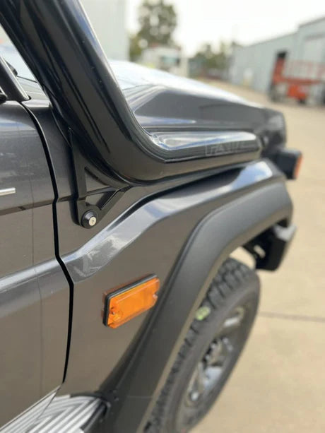 Fatz Fabrication MY24 ON VDJ70 RH Snorkel. RAM Head, TEXTURE coated Satin Black. Suit 4" Airbox inlet -FFVDJ24-SNRH-RM-TPC-4