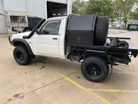 FATZ FABRICATION GU PATROL LH SNORKEL. RAM HEAD, POWDER COATED SATIN BLACK. SUIT 3.5