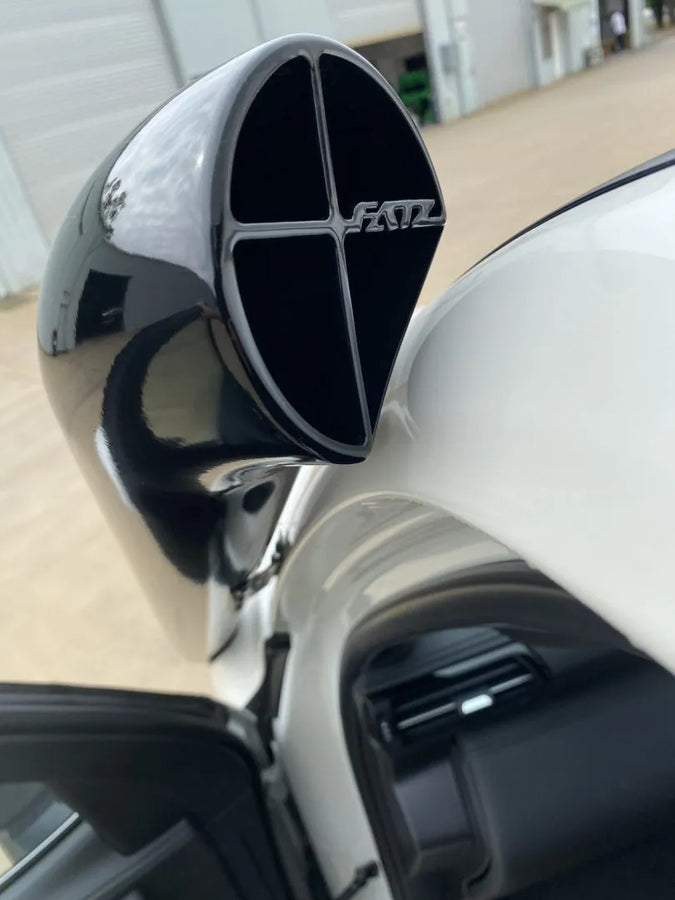 Fatz Fabrication 300 Series LH Snorkel. Ram Head. Powder coated TEXTURE Black.  Suit Factory Airbox -FF300-SNLH-RM-TPC-FAB