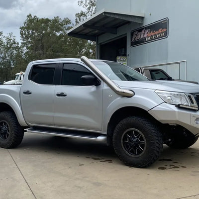 Fatz Fabrication NP300 Navara RH Snorkel. Polished. suit 3" Airbox inlet INC Factory adaption kit-FFNP-SNRH-POL-FAB