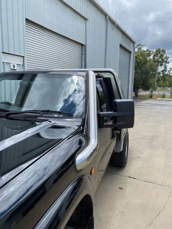 FATZ FABRICATION GU PATROL LH SNORKEL. RAM HEAD, TEXTURE COATED SATIN BLACK. SUIT 4" AIRBOX INLET (FATZ & SIMILAR) -FFGU-SNLH-RM-TPC-4