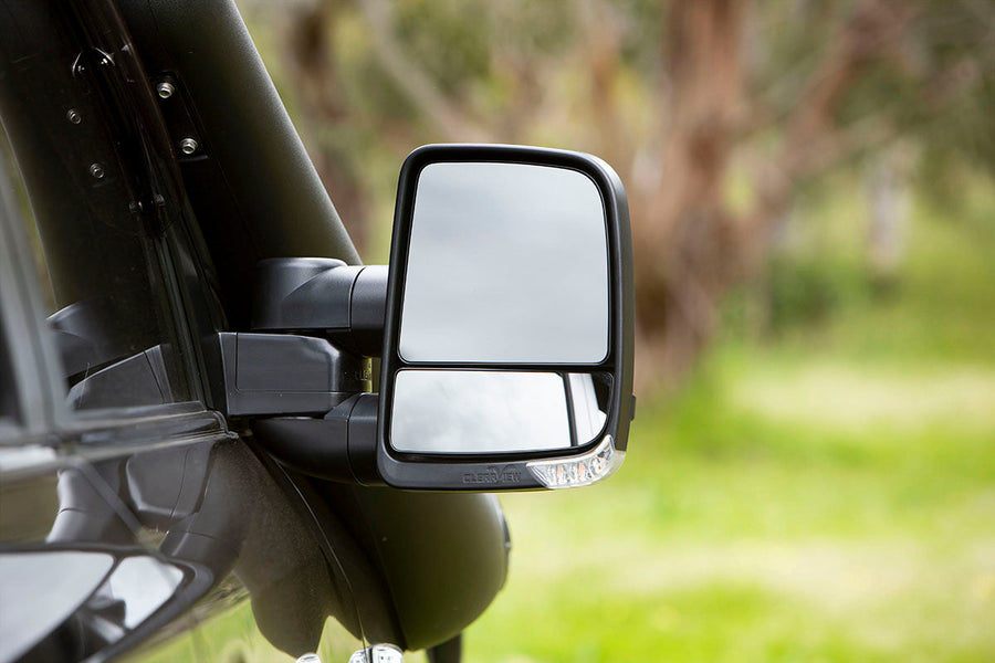 CLEARVIEW BLACK NEXT GEN TOWING MIRRORS MANUAL TOYOTA LANDCRUISER 70 SERIES 1984 - 2020-CVNG-TL-70S-MB