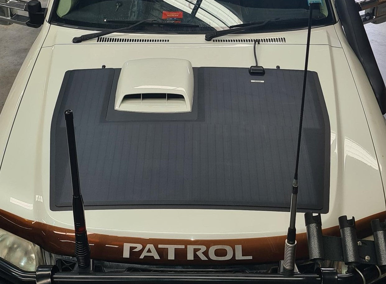 VSS Bonnet Solar Panel - Nissan Patrol GU with scoop (2005-2016) 125-Watt