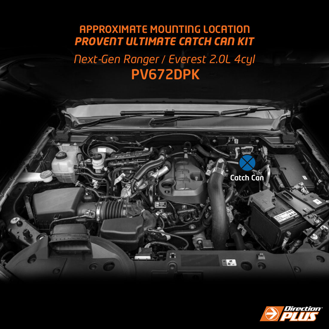 Direction-Plus  ProVent Ultimate Catch Can Kit NEXT GEN FORD RANGER / EVEREST / AMAROK 2L 4CYL (PV672DPK)